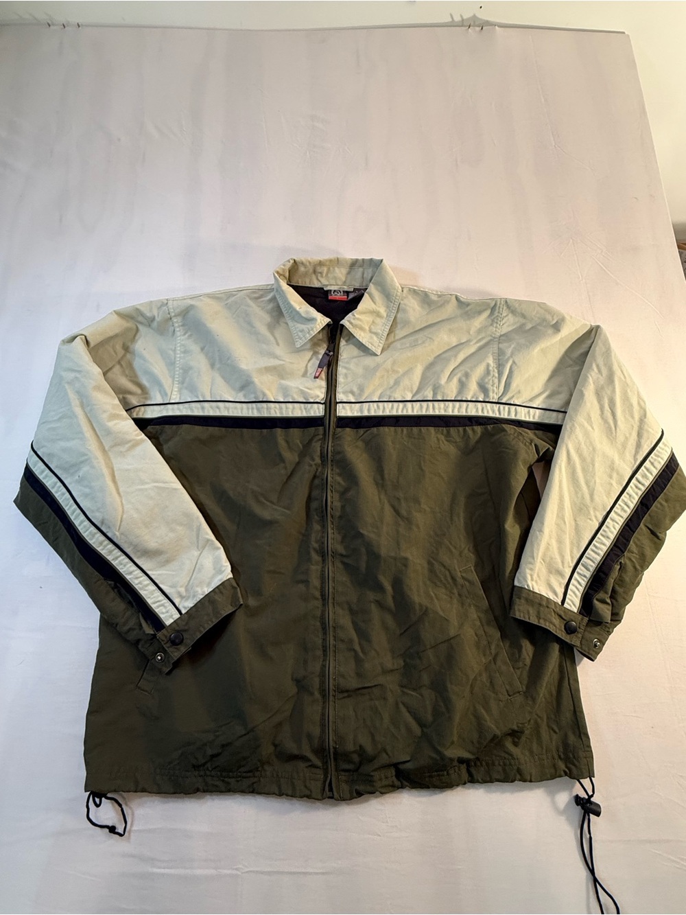 OP Olive & Cream Colorblock Zip Windbreaker - Picture 3 of 12